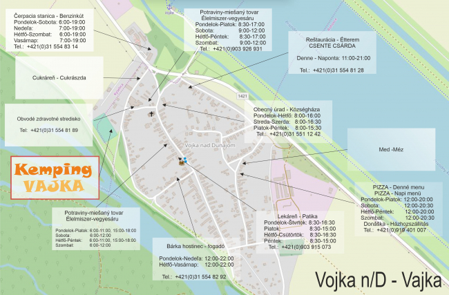 Mapa dediny Vojka nad Dunajom